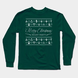 Merry Christmas Night Party Green Long Sleeve T-Shirt